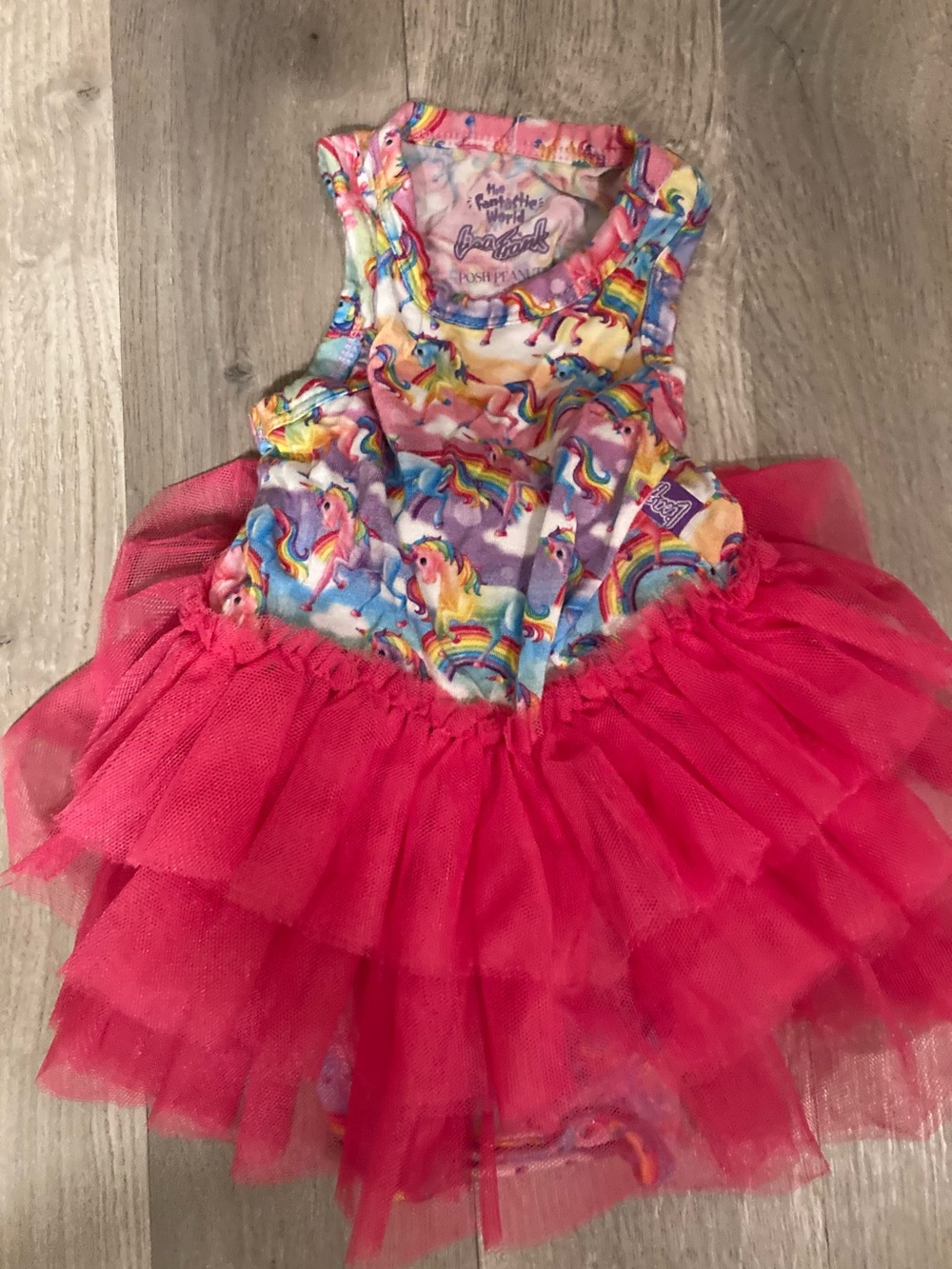Posh Peanut x Lisa Frank Tulle Skirt Bodysuit 3-6M Rainbow Colorful Animals